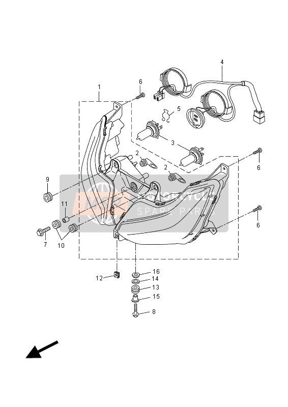 Yamaha YP400R 2014 Headlight for a 2014 Yamaha YP400R